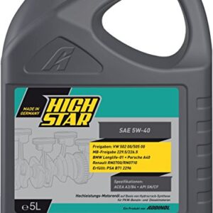 HighStar Motoröl SAE 5W-40  5Liter - Made in Germany