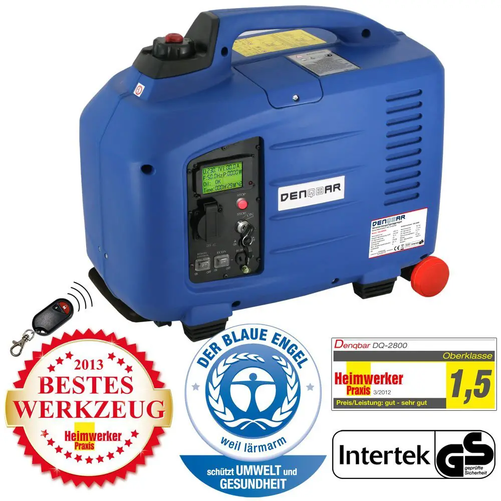 Stromgenerator Test-Denqbar 2,8 kW Digitaler Inverter Generator benzinbetrieben DQ2800ER mit E-Start und Funk