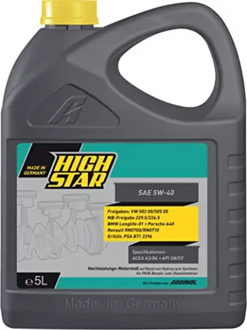 HighStar Motoröl SAE 5W-40  5Liter - Made in Germany